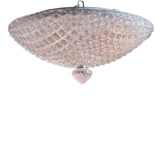 Murano Pink Glass Flush Mount Chandelier For Sale