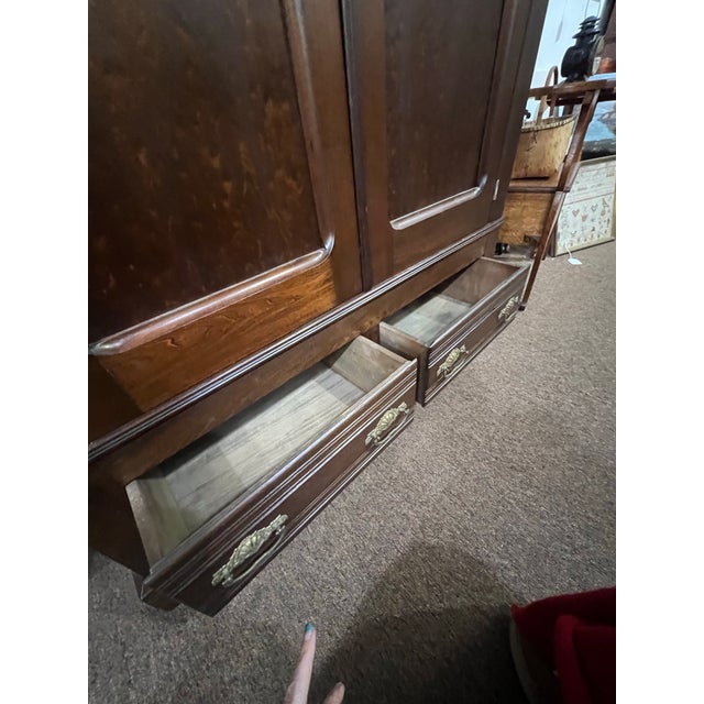 Antique Armoire Breakdown Wardrobe Cabinet For Sale - Image 6 of 12