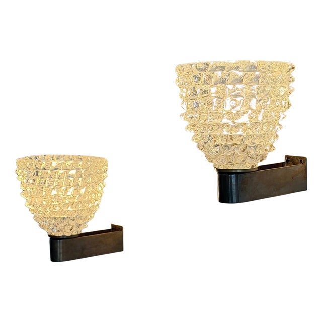 Rostrato Glass Wall Sconces by Ercole Barovier for Barovier & Toso, 1940s, Set of 2 For Sale
