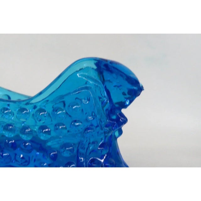 Mid 20th Century Fenton Blue Hobnail Cat Head Victorian Glass Slipper Shoe Figurine For Sale - Image 5 of 12