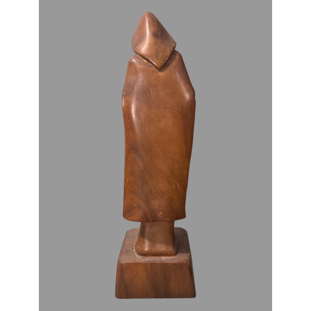 Religious Vintage Hand Carved Wooden 17" Madonna Statue Sculpture Sacred Heart of Mary For Sale - Image 3 of 7