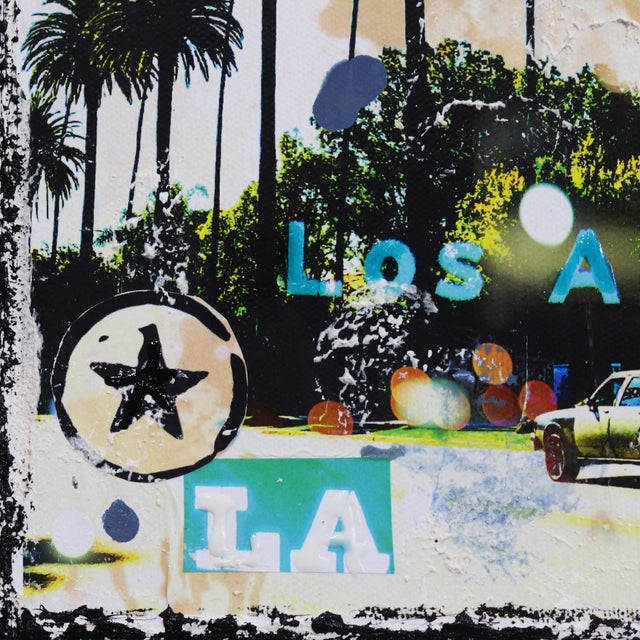 West Hollywood Palms - Pop Art Landscape Collage on Canvas Original Artwork by Marion Duschletta For Sale - Image 4 of 9