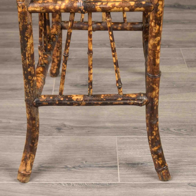 19th Century English Aesthetic Era Bamboo Table With Marquetry and Painted Detail For Sale - Image 9 of 10