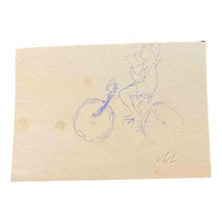 Mino Maccari, Bicycle, Ink Drawing, Mid-20th Century For Sale