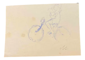 Mino Maccari, Bicycle, Ink Drawing, Mid-20th Century