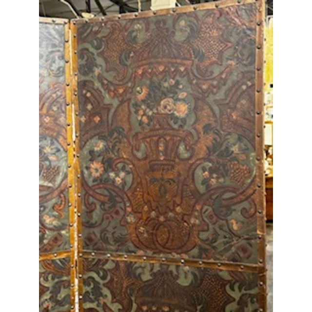 19th Century Italian Embossed Leather Panels For Sale - Image 4 of 6