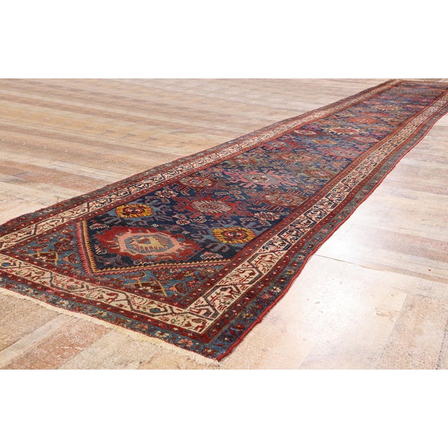 Navy Blue Late 19th Century Persian Malayer Rug, 03'00 X 20'01 For Sale - Image 8 of 10