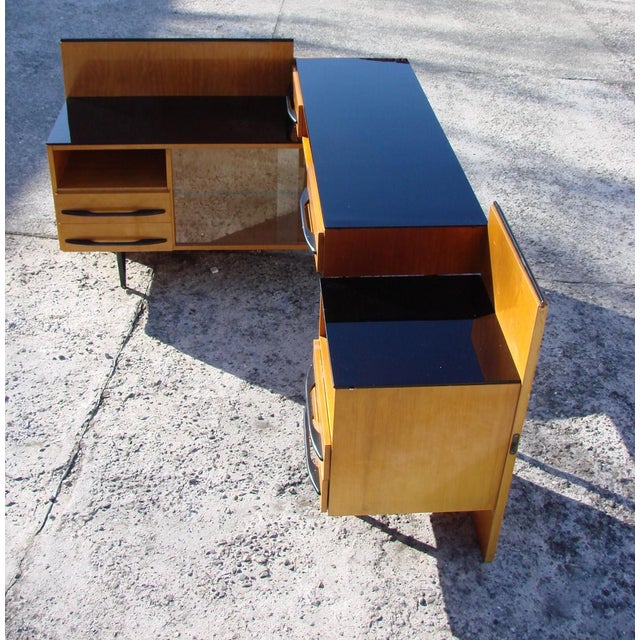Wood Desk and Cupboard Set by M. Pozar for Up Zavody, Czechoslovakia, 1980s For Sale - Image 7 of 12