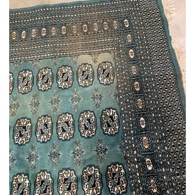 Textile 1970s, Handmade Vintage Uzbek Bukhara Rug 6.1' X 9.2' For Sale - Image 7 of 8