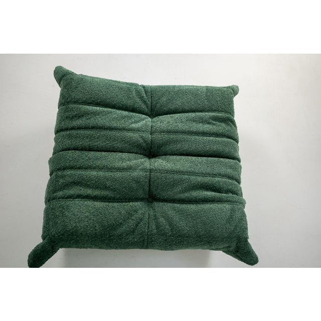Set of Togo Lounge Chair and Pouf in Emerald Boucle Fabric by Michel Ducaroy for Ligne Roset, 1973 For Sale - Image 14 of 16