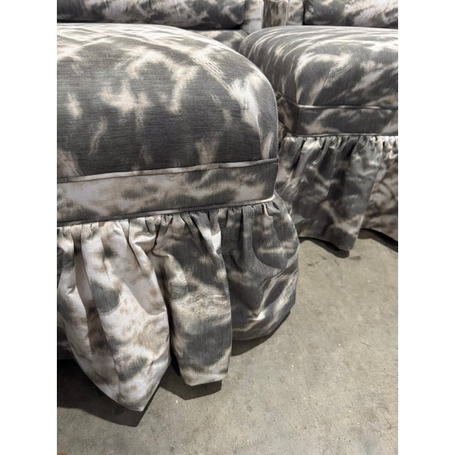 Pair of Luxe Lee Industries Chairs 2421-01 & Pair Swivel Ottomans 1430-00 For Sale - Image 10 of 12