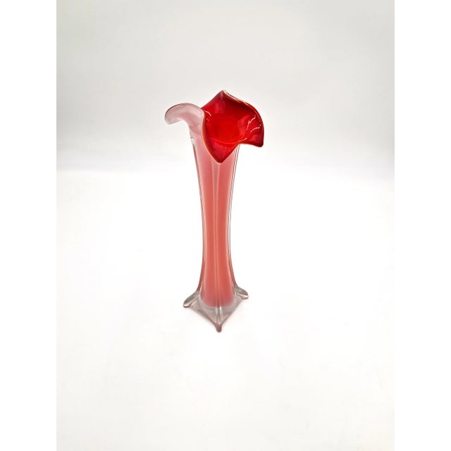 Mid-Century Red Cased Tulip Vase, Jack in the Pulpit Styling For Sale - Image 4 of 8