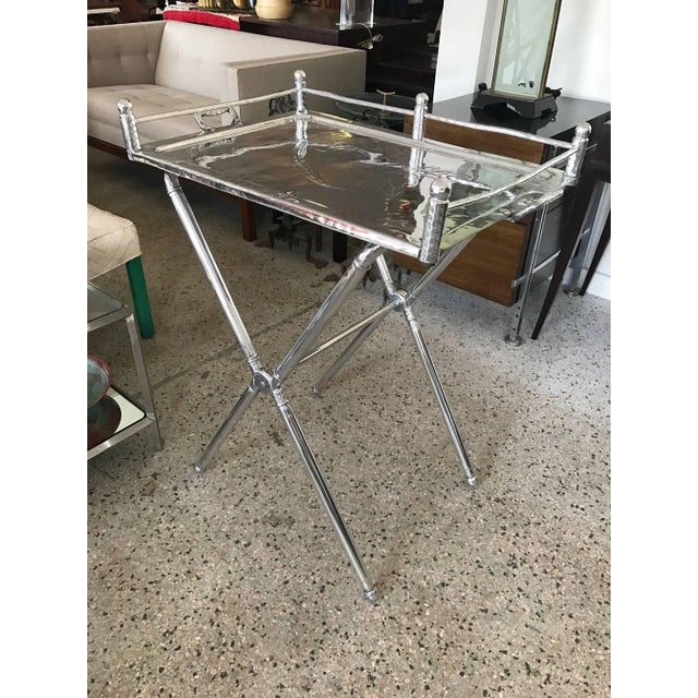 Transparent 1940s Vintage Everlast Folding Aluminium Tray Table For Sale - Image 8 of 8