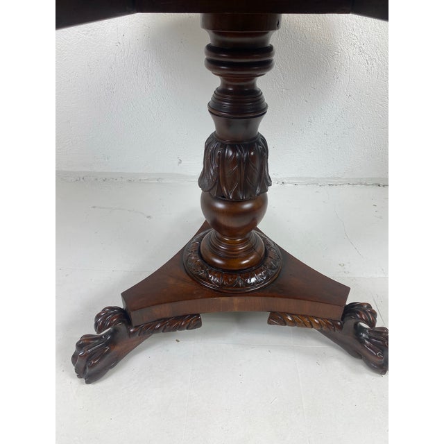 Brass Mid 19th Century Hand Carved Mahogany Tilt Top Table. For Sale - Image 8 of 12