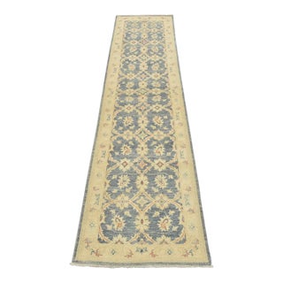 Ziegler Runner 2'7'' X 9'5'' Blue Wool Traditional Hand-Knotted Oriental Rug For Sale