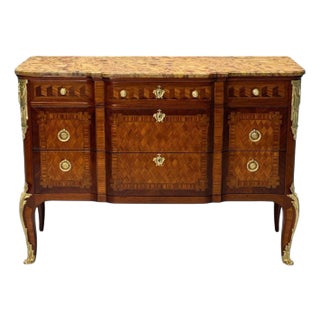 Louis XV Style, Block Front French Commode, Kingwood, Bronze, 19th Century For Sale
