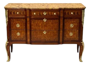 Louis XV Style, Block Front French Commode, Kingwood, Bronze, 19th Century