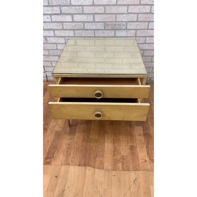 Mid Century Modern Paul Frankl for Johnson Furniture Cork Top Two Drawer End Table / Nightstand This amazing cork top...