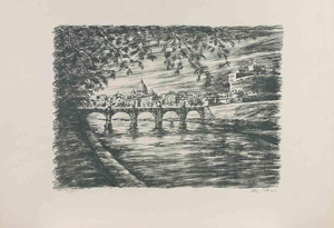Michele De Meo, View of Rome, 1990s, Lithograph