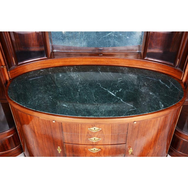 Brown Art Deco Oval-Shaped Sideboard in Rosewood & Original Glass and Mirror, Czech, 1920s For Sale - Image 8 of 18