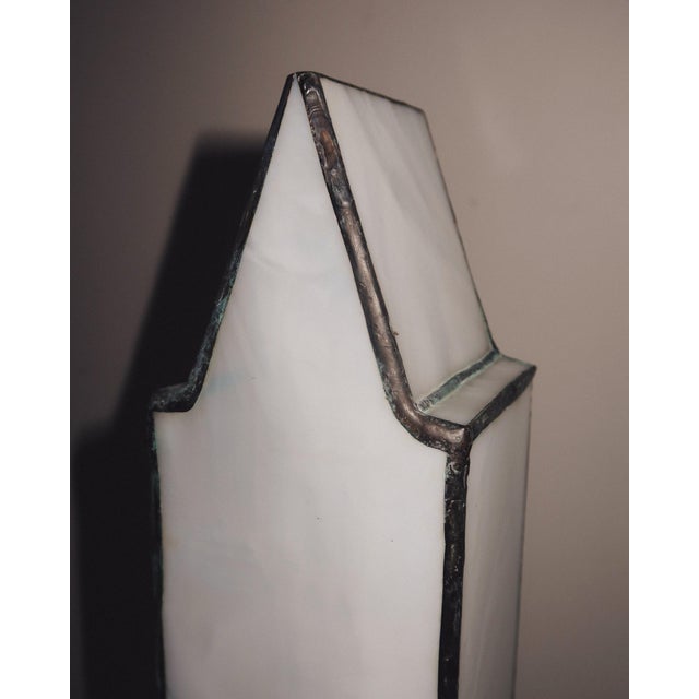 White Late 20th Century Architectural Leaded Glass Obelisk Table Lamp For Sale - Image 8 of 8