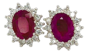 Natural Ruby Diamond Earrings 14k Gold 4.04 TCW Certified