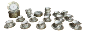 Porcelain Tea, Coffee and Cake Service from Lauret in Paris, 1930s, Set of 48