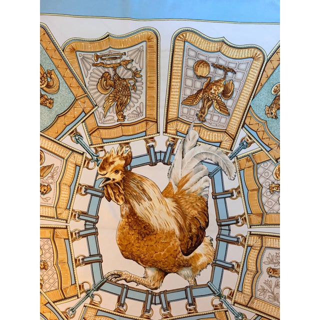 Hermès Hermes Les Coqs D’or Silk Scarf 1960 Designed by Françoise De La Perriere For Sale - Image 4 of 12