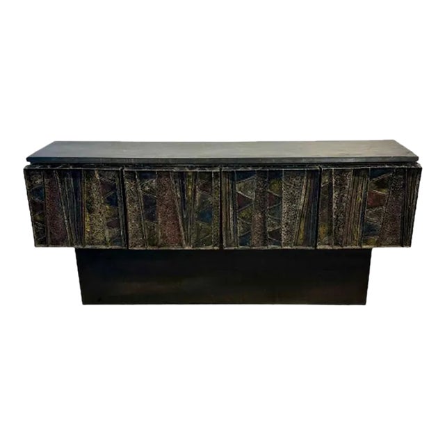 Paul Evans Mid-Century Modern Brutalist Deep Relief Credenza / Sideboard, Signed For Sale