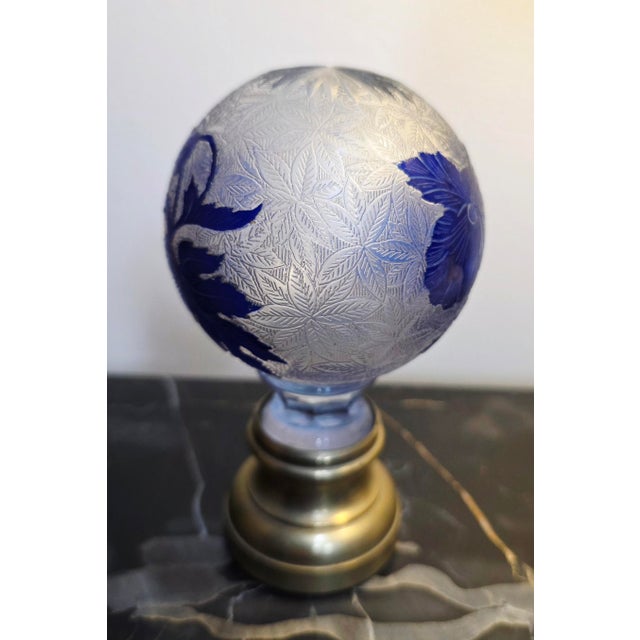 Antique French cameo glass newel post finial A decorative ball or finial designed to sit on top of a staircase newel post....