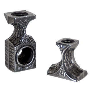 Brutalist Candlesticks in Stainless Steel by Olav Joa for Polaris, 1970s, Set of 2 For Sale
