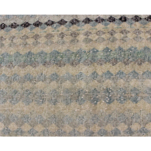 Vintage Turkish Mid-Century Modern Rug With Diamond Stripe Design For Sale - Image 9 of 13