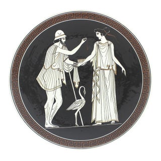 Vintage Hand Made Greek Souvenir Plate Mythology Keramikos Athens Polinicis and Erifili For Sale