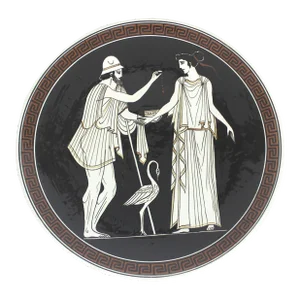 Vintage Hand Made Greek Souvenir Plate Mythology Keramikos Athens Polinicis and Erifili