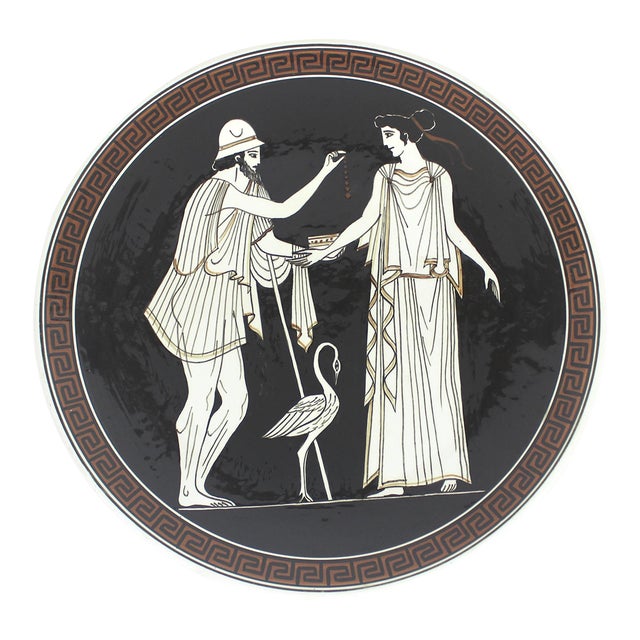 Vintage Hand Made Greek Souvenir Plate Mythology Keramikos Athens Polinicis and Erifili Greece For Sale