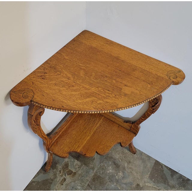 Victorian Victorian Tiger Oak Corner Table For Sale - Image 3 of 9