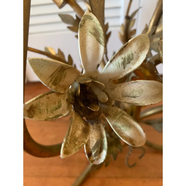 1960s Vintage Italian Tole Table With Candle Holders For Sale - Image 5 of 11