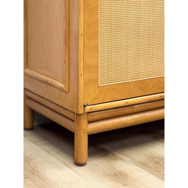 Vintage Coastal Wicker Rattan Blonde Buffet Natural Wood Two Drawer Cabinet For Sale - Image 18 of 18