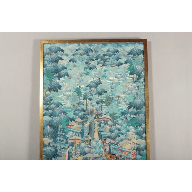Balinese Artist, Blue Palm Trees, 1980s, Acrylic on Canvas, Framed For Sale - Image 6 of 14