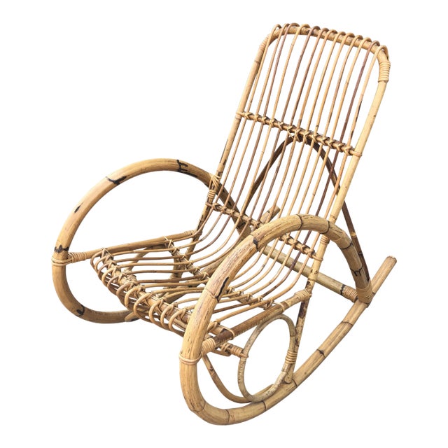 1970s Franco Albini Bamboo Rocking Chair For Sale