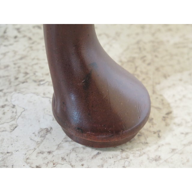 Wood Queen Anne Stretcher Base Mahogany Wing Chair For Sale - Image 7 of 13