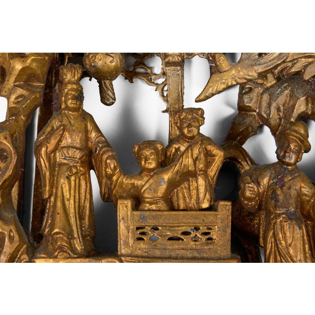 Chinese Pair Chinese Giltwood Carved Architectural Relief Panels For Sale - Image 3 of 10