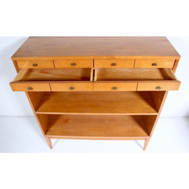 Tan 1950s Paul McCobb Planner Group Maple Modular 3 Piece, 4 Drawer Shelves - Bookcase For Sale - Image 8 of 17