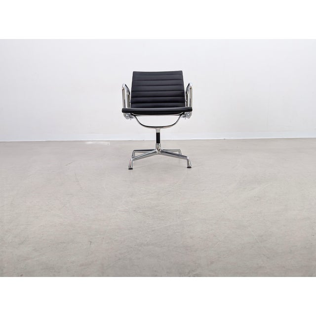 Postmodern EA 108 Chair in Black Leather by Charles & Ray Eames for Vitra For Sale - Image 3 of 13