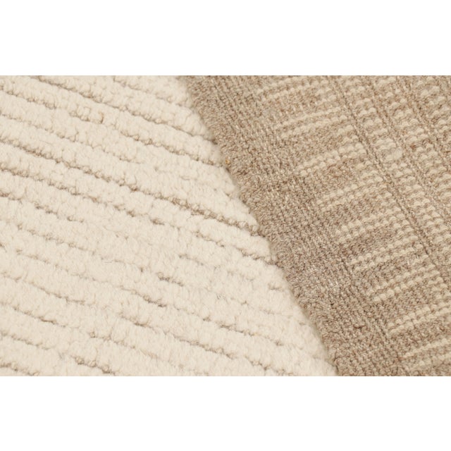 Textile Rug & Kilim’s Modern Textural Rug in Cream & Brown with Ribbed Stripes - 8x10 For Sale - Image 7 of 7
