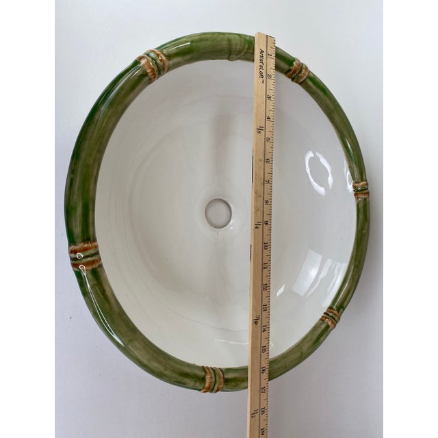 Hand Painted Ceramic Bamboo Detailed Rounded Brazilian Bathroom Sink