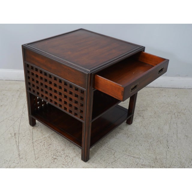 Campaign Theodore Alexander Campaign Style 1 Drawer Lamp Table For Sale - Image 3 of 12