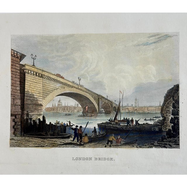 Traditional London Bridge & River Thames by Tombleson, 1834 For Sale - Image 3 of 3