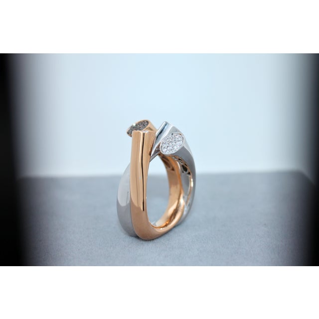 Diamond Pave Cluster Shape Mountain Peaks Unique 18 Karat Rose White Gold Ring, Size 7.5 For Sale - Image 11 of 18