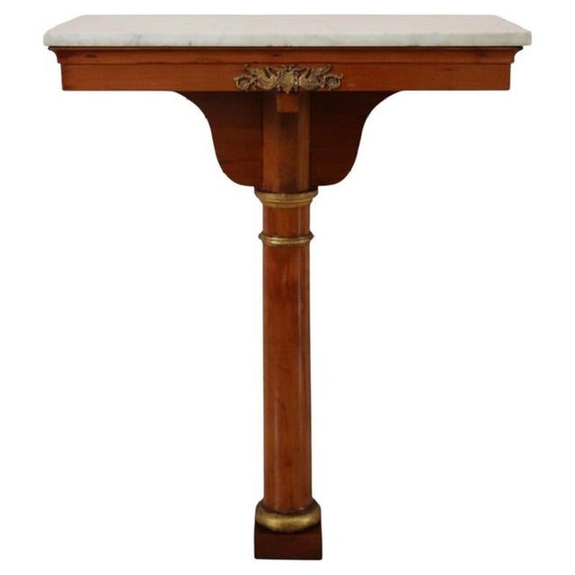 Antique Console Table in Cherrywood with Marble Top, Early 19th Century For Sale - Image 12 of 12